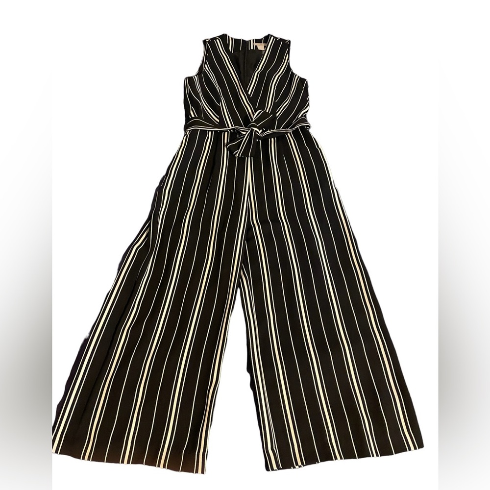 SIZE 6 H&M EVENING PANTSUIT ROMPER - BLACK & BEIGE, ZIPPER IN THE BACK